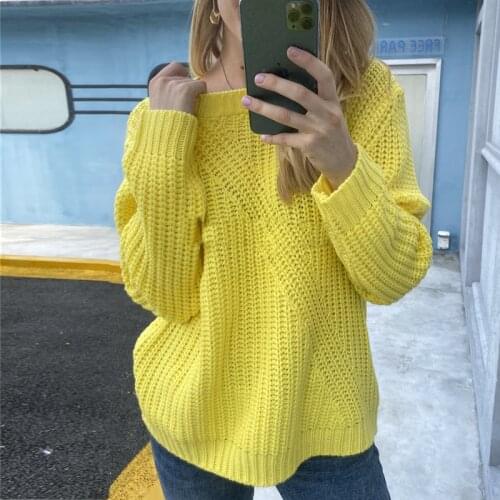 Knitted Sweater Women Solid O Neck Pullovers Casual Long Sleeved Fall Winter Slim Jumpers Ladies 2021 Sueter Mujer