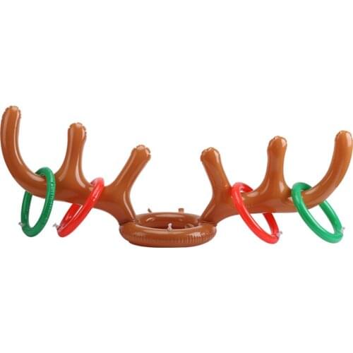 1pc Inflatable Reindeer Christmas Hat Antler Ring Toss Holiday Party Game Toys Outdoor Fun Infantil Decoration kids gift