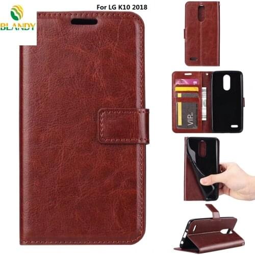10pcs/lot For LG K8 2018 Crazy horse wallet leather PU TPU phone cover Case For LG K10 2018