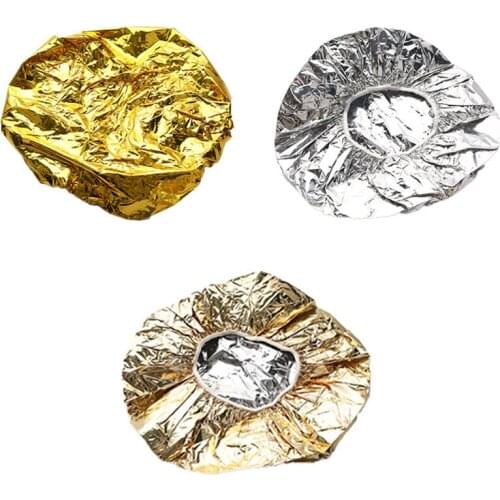 2PCS Shower Cap Heat Insulation Aluminum FoilHat Elastic Bathing Cap Hair Salon