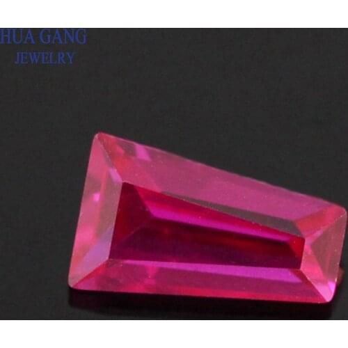 5# Rose Red Ladder Shape Brilliant Cut Synthetic Corundum Stone For Jewelry Size 1.5x1.2x1-5x3x2mm Free Shipping