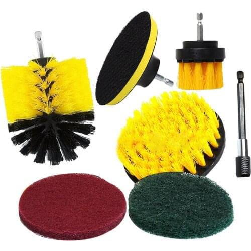 6pcs/Set Electric Drill Brush Kit Tile Grout Scrubber Cleaning Bathroom Tub Cleaner Kit Wood Grinding Polishing Tool