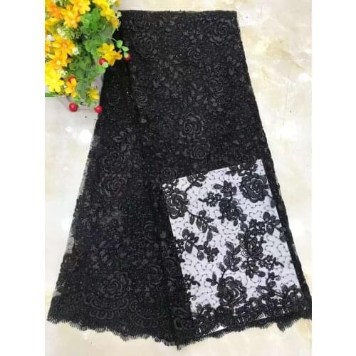 African Mesh Lace Fabric Flowers Tulle Embroidery Craft Sewing Design DIY Supplies Evening Party Wedding Dress 5 Yards Wholesale