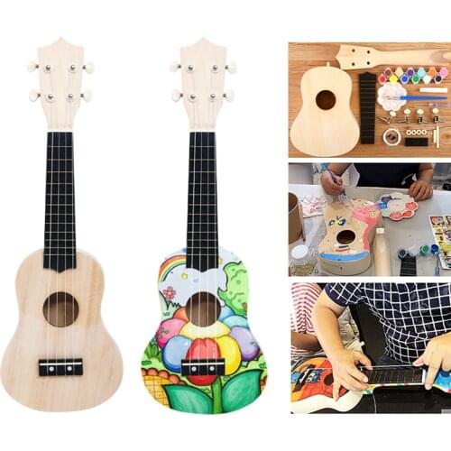 Childrens Homemade Guitar Ukulele Hands-on Brain Manual Toys Parent-child Interaction DIY Musical Instrument Drawing Toys