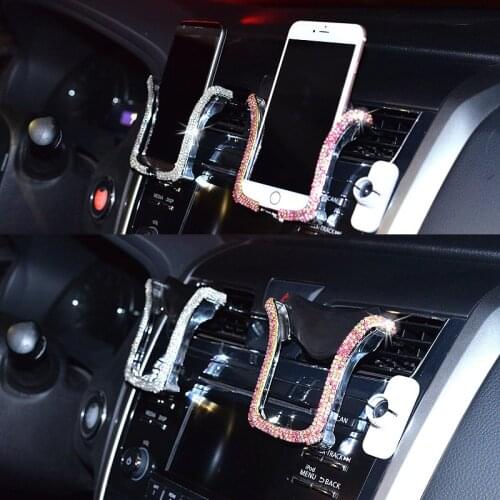 JGAUT Rhinestone Car Phone Holder Crystal Car Air Vent Mount Clip Cell Phone Holder