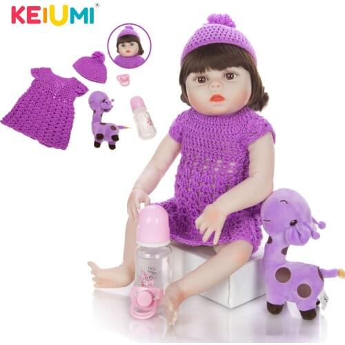 KEIUMI True To Life Reborn Baby Girl 19" Full Silicone Body Can Bathe Boneca Reborn Popular Wholesale kids Childrens Day Gifts