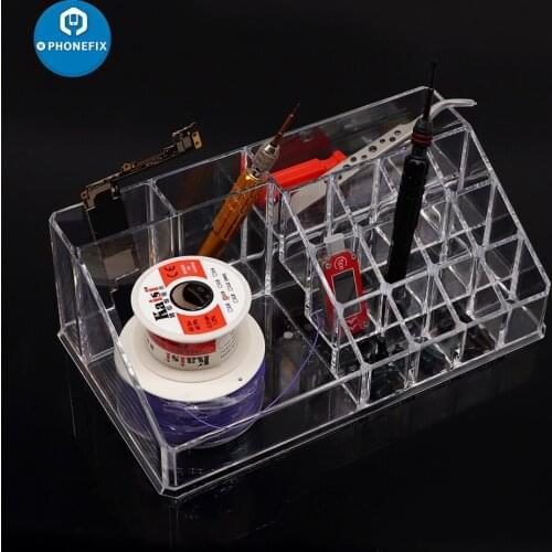 Multi-Function Transparent Phone Repair Tools Box Screwdriver Tweezers Solder Wire Electronic Repair Parts Container Storage Box
