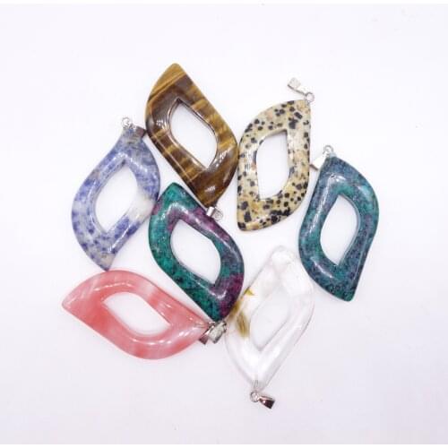 Wholesale 24pcs Assorted Natural Mulit Color Crystal Stone Plant Leaf Pendant Charms For Fashion Necklace Jewelry Free Shipping