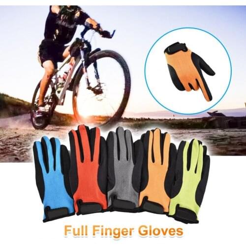 1 Pair Full Finger Gloves Breathable Antiskid Ice Silk Mesh Men Cycling Fitness Climbing Outdoor Training Sport Cycling Gloves