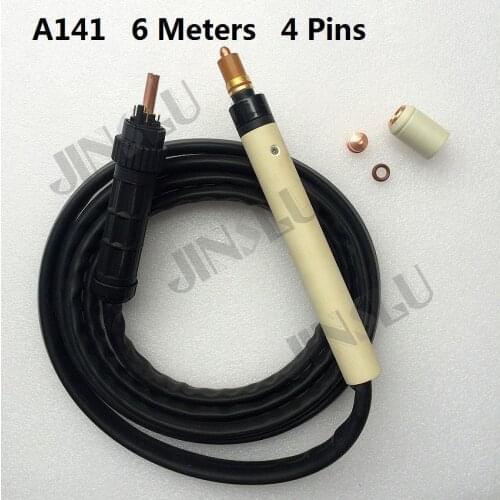 6 Meters 140A Plasma Torch Straight A141 4 pins Air-cooled for CNC Plasma Cutting Machine Central Connector SALE1