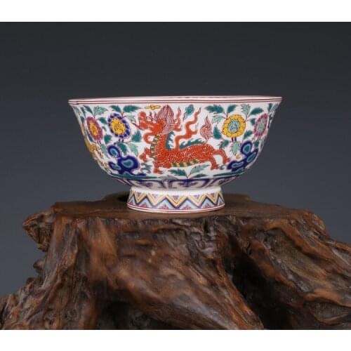 Rare antique Qing Dynaty porcelain bowl, Gold pastel unicorn bowl,best collection & adornment, Free shipping