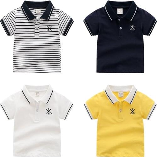 Short-sleeved boys 2021 summer childrens solid color lapel casual short-sleeved POLO shirt 1002 09