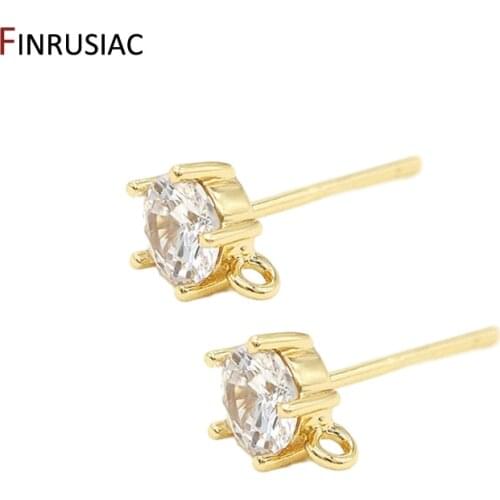 Handmade DIY Earring Making Supplies 14K Gold Plated Small Zircon Post Earrings Hooks Earring Findings Components