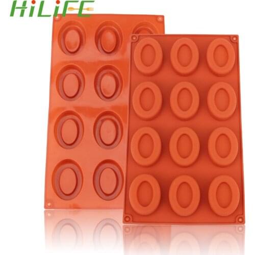 Silicone 12-Cavity Cake Mold Cupcake Chocolate Donut Mould Oval Shape Baking Tool Muffin Savarin Soap