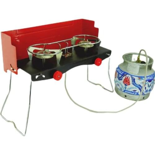 Foldable Standing Dual Camping Stove Outdoor Gas Burner Windproof Camping Stove Portable Folding Ultralight Split Lighter Touris