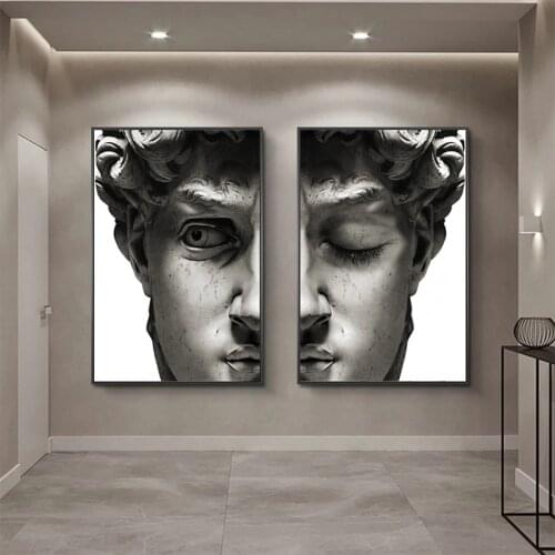 David Sculpture Canvas Print Paintings Wall Art Posters and Prints Portrait of David Face Art Pictures Lving Room Home Decor