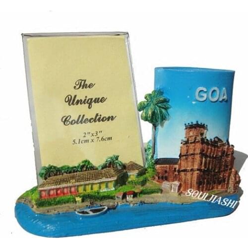India Travel Souvenir Creative Gift Goa Resin Architecture Landscape Pen Holder Decoration