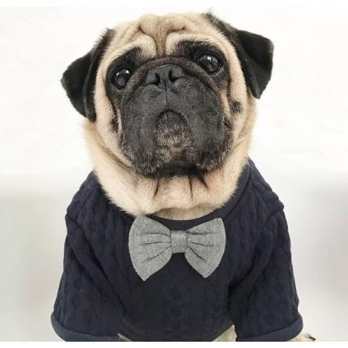 Pug Bulldogs Sweater Pet Dog Clothes Knitwear Bow Tie Autumn Winter Puppy Sweaters Schnauzer Teddy Clothes Pet Supply