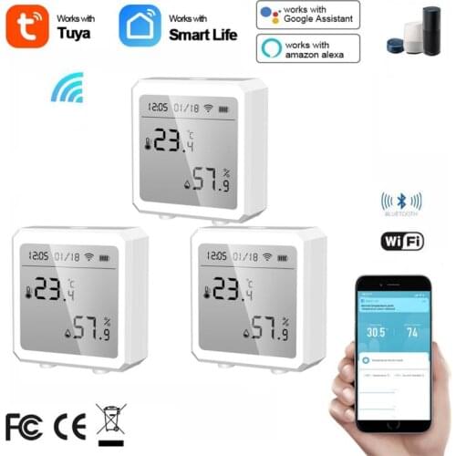 Tuya Smart Life WiFi Temperature And Humidity Sensor Indoor Hygrometer Thermometer With LCD Display Support Alexa Google Home
