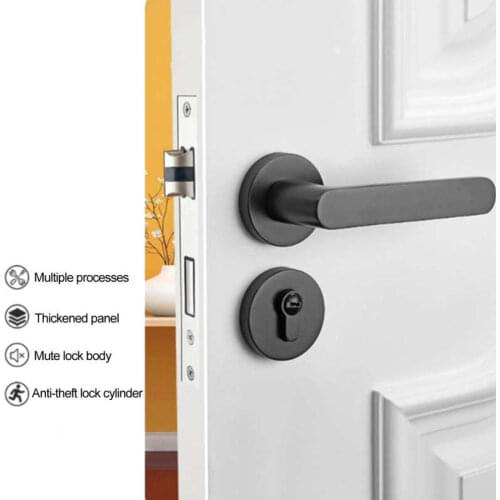 Quiet Mechanical Handle Lock Zinc Alloy Anti-Theft Split Lever Lockset for Indoor Bedroom Wooden Door
