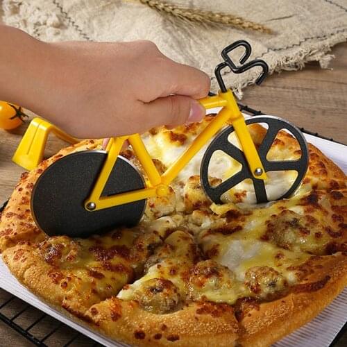 Bicycle Pizza Cutter Wheel Stainless Steel Non-stick Two-wheel Bicycle Shape Pizza Cutting Knife Kitchen Decorative Gift