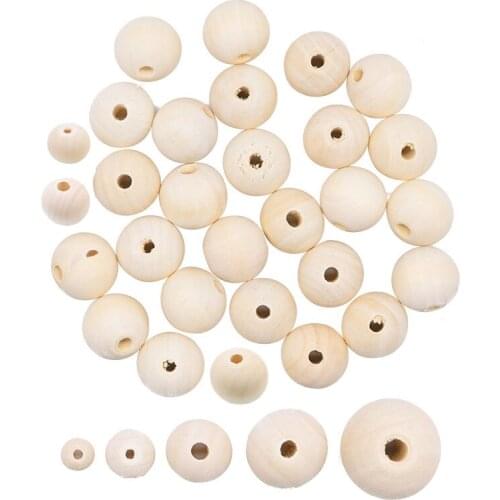 Kinds of Size Wood Beads for Charm Bracelet Jewelry Making Natural Round Loose Beads Wood Spacer Bead Balls 10/20/50/100/200pcs