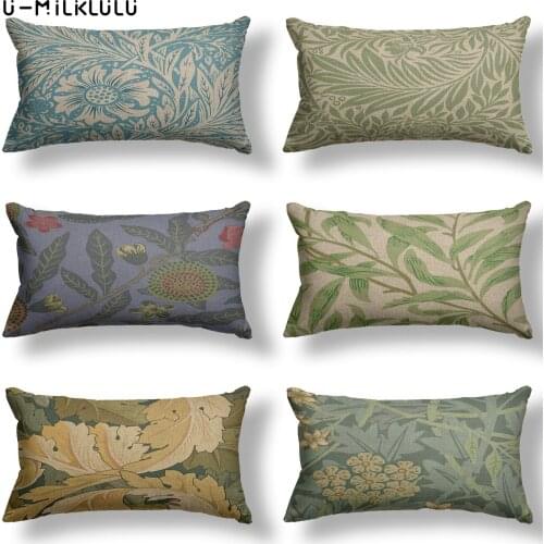 Vintage Flowers Leaves Pillow Covers Decorative 30X50 Bohemian Decor Garden Chair Outdoor Cushion Cover Linen Pillow Cases