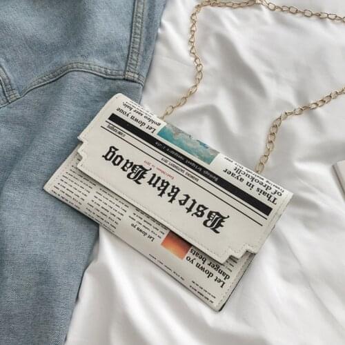 Women Girl Newspape Pattern Shoulder Messenger Crossbody Bag Satchel Tote Purse M68C