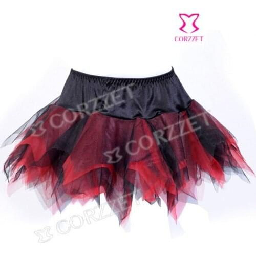 Plus Size Petticoat Skirts Gothic Women Pettiskirt Burlesque Red & Black Mesh Sexy Micro Mini Tutu Skirt For Women Performance