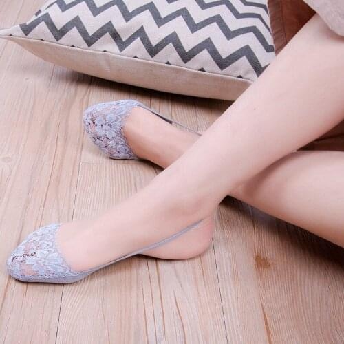 Spring Summer Lace Woman Elegance Half Sole Sexy Invisible Antiskid Sling High Heels Ease Match Street Fashion No Show Socks