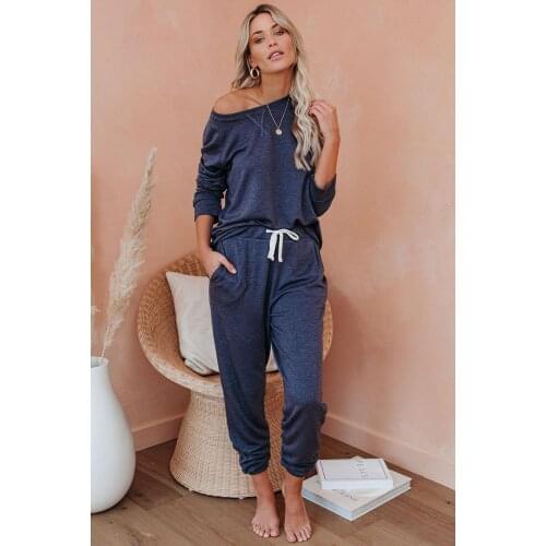 Multicolor Cotton Blend Pocket Tie-dye Loungewear Set Women O Neck Long Sleeve Color Block Casual Two Piece Suits with Pockets