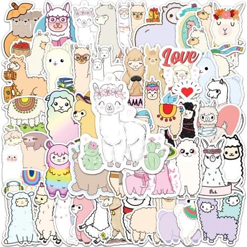 10/30/50PCS Cartoon Alpaca Personality Fun Skateboard Trolley Case Bike Scooter Water Cup Waterproof Sticker Wholesale