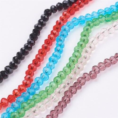 10 Strands Mixed Color Faceted Transparent Glass Beads Strands Rondelle for Jewelry Making 4x3mm Hole: 1mm about 140pcs/strand