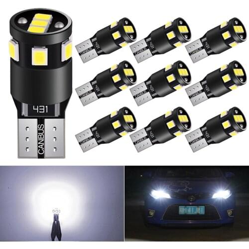 10X LED T10 W5W LED Canbus Light Bulbs Car Clearance Interior Reading Parking Lamp Auto Trunk Side Door Lamp White No Error