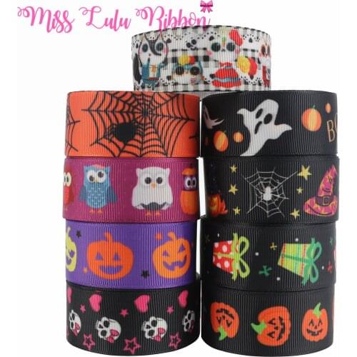 16mm-75mm Halloween Gift Decoration Packaging Ribbon Pumpkin Devil Vampire DIY Festival 50 Yards / Roll