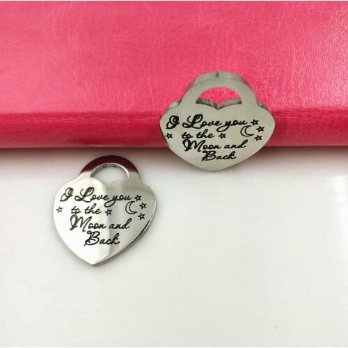 20PCS Silver Stainless Steel Charms lettering I Love you Charm Heart Dangle DIY Necklace&Bracelet&Earrings Jewelry