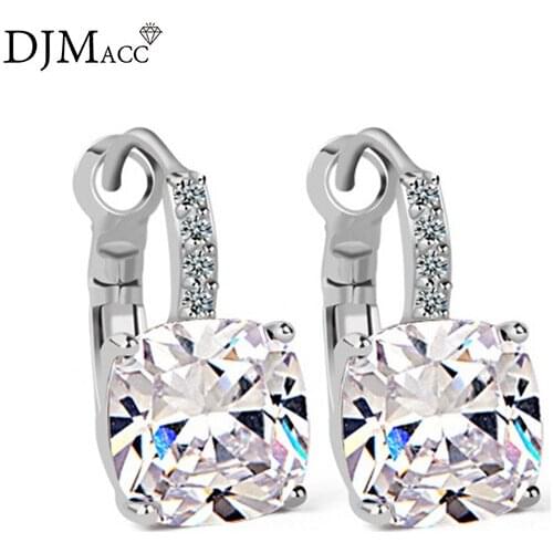 2017 New Style Fashion Jewelry Color Earring Shine Yellow Zircon Stone Gold Color Wedding Cilp Earring For Women(DJ1064)