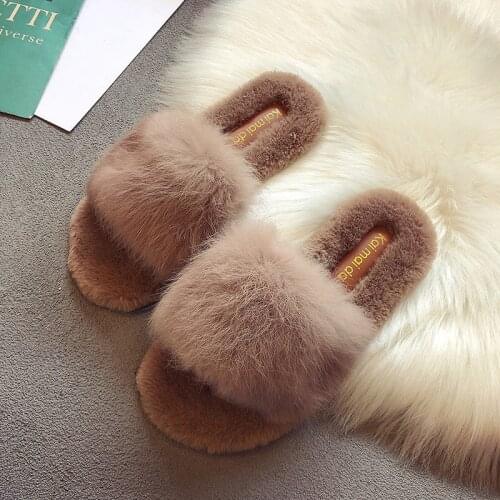 2020 Fashion Women Slippers Furry Fur Slides Home Fur Flip Flops Fluffy Plush House Shoes Female Winter Warm Slippers MTX72