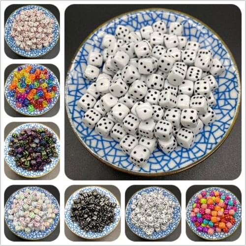 30pcs/Lot 8mm Dice Beads Square Shape Acrylic Spaced Beads For Jewelry Making DIY Charms Bracelet Necklac Making