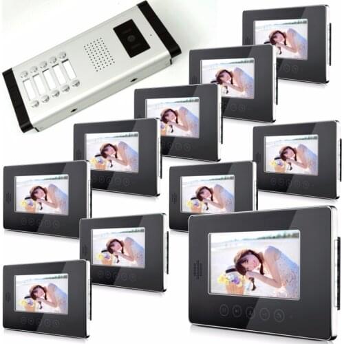 7 Inch Touch Keypad With 10 Screen Wired Video Door Phone Intercom System