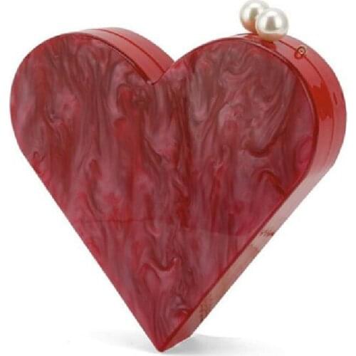 Heart Shaped Acrylic Bag Fashion Single Shoulder Cross-slung Pearllight Acrylic Pericardium Personalized Wedding Bride Handbag