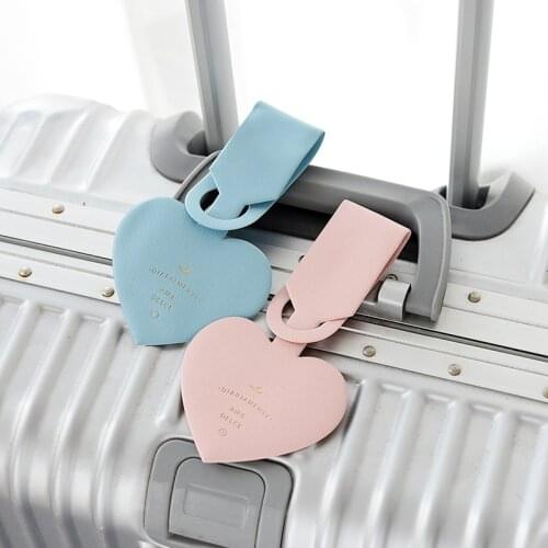 Travel Accessories Simple Love Heart Fashion Design Leather ID Address Holder Baggage Boarding Portable Label Luggage Tag