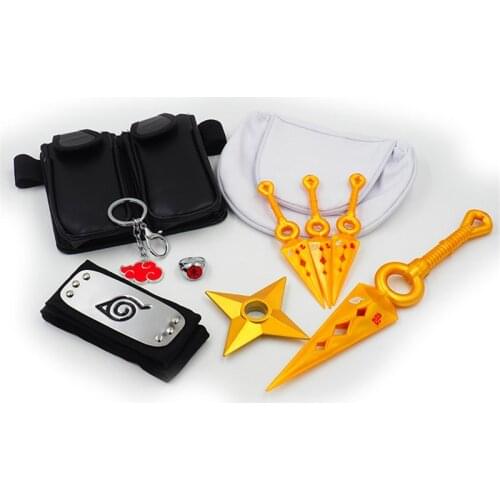 Anime Naruto Cosplay Props Weapon Pack Kunai Headband Full Sets Konohagakurenosato Sign Accessories Halloween Carnival Party