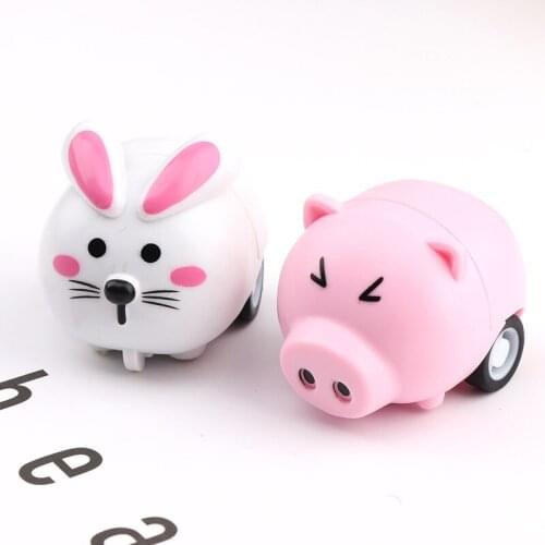 Toys for Children Q Version Cartoon Cute Pull Back Car Inertia Piggy Rabbit Fall Resistant Girls Educational Mini Kids Gift W15