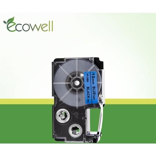 Ecowell Black on Blue XR-12BU 12mm label tape XR12BU XR 12BU printer ribbon repalce Casio for KL-60 KL-100 KL-60SR label maker
