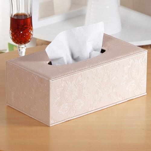 European rectangle tissue boxes PU leather tissue cover box for napkin stissue covers storage box for home decoration PZJH040
