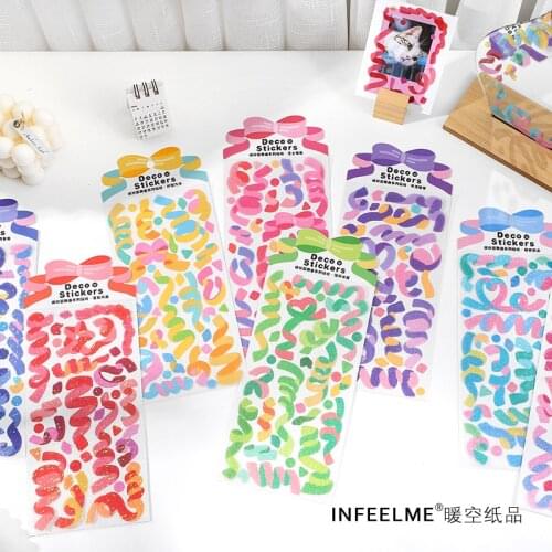 Ins Style Colorful Ribbon Sticker Creative Laser Hand Account Diy Decor Collage Material Stickers for Scrapbooking Art Craft DIY