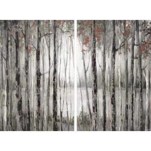 Forest Oil Painting HD Prints 2 Panel Home Decor Canvas Poster Modern Style Wall Art Modular Picture Framework For Living Room