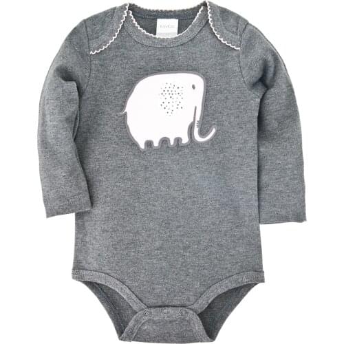 Kavkas Baby Bodysuit Spring And Autumn Small Image Printing Dark Grey Long Sleeve 100%Cotton Clothes bebek giyim