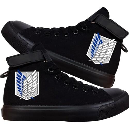 Canvas Black Shoes Attack on Titan Casual Sneakers Student Low High Sports Shoes Boy Girl Woman Man Shoes Spring Autumn